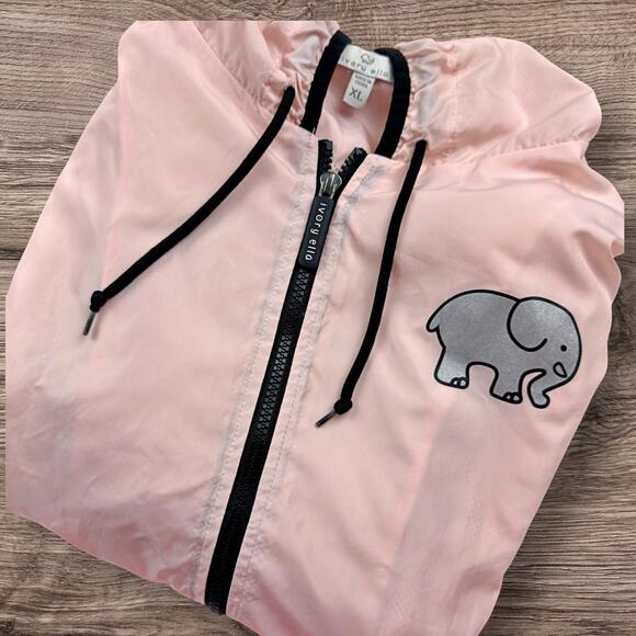 Ivory Ella Women's XL Pink Elephant Windbreaker Hooded Jacket Save the Elephant - Picture 1 of 7